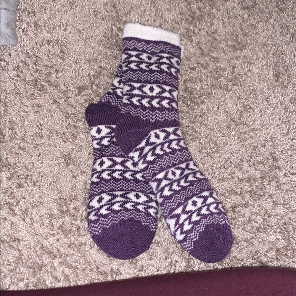 Purple fuzzy socks